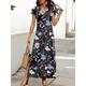 Women's Black Dress T Shirt Dress Floral Print V Neck Split Hem Maxi Dress Daily Vacation Short Sleeve Summer Spring