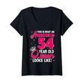 Damen Awesome 54 Year Old Queen 54. Geburtstag T-Shirt mit V-Ausschnitt