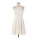 Express Outlet Casual Dress - A-Line: Ivory Solid Dresses - Women's Size 10