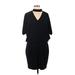 White House Black Market Casual Dress - DropWaist Mock Short sleeves: Black Solid Dresses - Women's Size Medium
