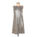 Betsey Johnson Cocktail Dress - Shift: Silver Marled Dresses - Women's Size 4