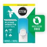STEM Light Fly Trap Attracts and Traps Flying Insects Emits Soft Blue Light [Includes Starter Kit with 1 Light Trap and 1 Refill]