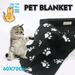 Dog Blanket Soft Fleece Dog Blankets for Large Dogs Fluffy Flannel Pet Cat Puppy Blanket Mat Cover for Bed Couch Cute Paw Print Throw Blanket for Dogs Black 27.5 X23.6