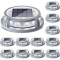 YU Solar Deck Lights Outdoor 2 Modes 16 LEDs Dock Light Driveway Markers Solar Powered Waterproof for Ground Step Pathway Walkway Stair Garden Road Yard 12 Pack (Cool White/Warm White)