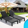 Syngar 2 Piece Chaise Lounge Set for Outside Outdoor Adjustable Lounge Chairs Set of 2 Patio All-Weather PP Resin Reclining Chaise for Poolside Backyard Garden Porch Gray