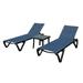 Xshelley Outdoor Lounge Chair Set of 3 Aluminum Patio Chaise Lounge Sunbathing Chair with Side Table & 5 Position Backrest All Weather Reclining Chair for Outside Beach Poolside Lawn