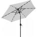 7.5ft Outdoor Solar Market Table Patio Umbrella for Deck Pool w/Tilt Crank LED Lights - Fog Grey