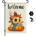 Fall Garden Flag Fall Decorations for Home Garden Outdoor Flags Farmhouse Decor Welcome Yard Flags Seasonal Garden Flags Thanksgiving Garden Flag Holiday Outdoor Fall Decor 12Ã—18 Inch