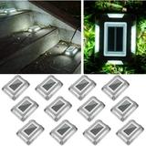 YU Solar Dock Lights Driveway Deck Lights 12 Pack LED Driveway Dock Light Waterproof 6000K Cold White Driveway Marker Aluminum Warning Step Lights for Garden Sidewalk Stair Ground Pathway