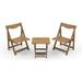 Yilaiin hips material outdoor bistro set foldable small table and chair set with 2 Chairs and rectangular table teak