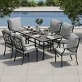 patio 7 Pieces Outdoor Dining Set Patio Dining Furniture Set with 6 Patio Swivel Dining Chairs and 1 Rectangular Dining Table Patio Dining Set for 6