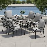 patio 7 Pieces Outdoor Dining Set Patio Dining Furniture Set with 6 Patio Swivel Dining Chairs and 1 Rectangular Dining Table Patio Dining Set for 6