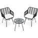 KROFEM 3 Piece Wicker Patio Bistro Furniture Set Includes 2 Chairs and Glass Top Table Ideal for Porch Outdoor Backyard Apartment Balcony Natural Color