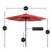 SUNNYARD 9FT Wood Patio Umbrella Outdoor Market Table Umbrella with Pulley Lift 3 Adjustable Heights Red