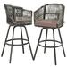 Dextrus 2-Piece Patio Woven Swivel Bar Stools Outdoor Bar Height Chair with Soft Cushions for Backyard Poolside Garden w/360 Rotation (Black)