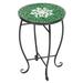 Round Coffee Accent Table Mosaic Patio Side Table in Iron Plant Stand for Garden Balcony Indoor and Outdoor Green Flower
