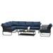 Wava 7 Pc Hand-woven Rattan Patio Furniture Set - Navy Blue