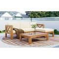 5-Piece Outdoor Indoor Sectional Furniture Patio Wood Sofa Seating Group Set with UV-Resistant and Water-Resistant Cushions and Side Table Sets for Back Yard Porch Pool Beige