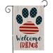 RooRuns Strip and Star Wreath Welcome Patriotic Garden Flag Double Sided 4th of July Garden Flag Memorial Day Flag Independence Day Flag Yard Outdoor Decoration