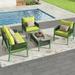 Yesurprise 4 Piece Patio Furniture Set Patio Conversation Sets with 2 Single Sofa Loveseat Coffee Table Adjustable Feet Removable Cushion Outdoor Furniture Set for Garden