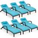 HOMREST Chaise Lounge Chairs for Outside Adjustable 6 Position Outdoor PE Rattan Wicker Patio Pool Lounge Chair with Arm Cushion Pillow and Wheels for Poolside Backyard Deck Porch Gard