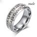 Elegant Stainless Steel Double Row Zircon Ring for Engagement and Wedding - Perfect for Fashionable and Romantic Women