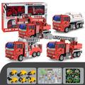 KTMGM Fire Truck Toy Set Which Can Open The Door And Spray Water Fire Truck Mini Emergency Fire Truck Toy Birthday Gift For Boys Over 3 Years Old