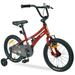 Kids Bike with 16 Anti-Skid Wheels Training Wheels and Steel Frame for 4-7 Years Girls & Boys Single Speed Red