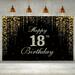 1pc 18th Birthday Decorations Backdrop Banner (5.9ft X 3.6ft) Golden Happy 18th Birthday Decoration 18 Birthday Party Photo Props Sign 18 Year Old Birthday Backdrop Decor Large Birthday Supplies