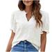 Posijego Women s Dressy Chiffon Blouses Notched V Neck Short Sleeve Tunic Shirts Casual Office Work Tops