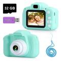 Kids Camera Toy Camera for 3-10 Years Birthday Gift Kids Digital Camera with HD Video Portable Kids Camera with 32GB SD Card (Green)