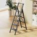 6 Step Ladder Lightweight Folding ladders with Wide Pedals Slim Stepladder for Narrow Spaces Tall Ladder for High Ceilings with Handrails Kitchen Aluminum Ladder 300lbs - White