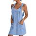 IDALL Summer Dresses Sundresses for Women Women Soild Pinafore Square Apron Garden Work Pinafore Dress Suspender Dress Beach Dress Petite Dresses Womens Dresses Light Blue Dress XL