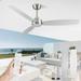 52 Inch Ceiling Fan with Remote No Light Brushed Nickel & White Outdoor Ceiling Fans with Quiet Reversible DC Motor 6 Speeds 3 Blade Modern Ceiling Fan for Patio Living Room Bedroom Indoor