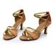 Dezsed Women s Middle Heels Shoes Clearance Girl Latin Dance Shoes Med-Heels Satin Shoes Party Tango Dance Shoes Brown 36
