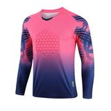 Doomiva Kids Boys Soccer Jersey Long Sleeve Padded Goalie T-shirt Football Training Top Shirts Hot Pink 11-12