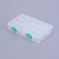1pc Organizer Storage Plastic Box Adjustable Dividers Boxes Rectangle White 16.5x10.8x3cm compartment: 3x2.5cm 18 compartment/box