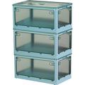 Storage Boxes with Lids Collapsible Storage Bins Storage Bins with Lids Plastic Storage Box with Lid Really Useful Box Folding Storage Box(18.2 Gal Blue 3 Pack)