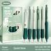 6PCS/Box Quick Drying High Quality Soft Cloud Grip ST Tip 0.5mm Black Ink Press Type Ballpoint Pen Neutral Pen Writing Tools Gel Pen GREEN SERIES