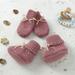 Baby Shoes + Gloves Set Knit Newborn Girls Boys Boots Mitten Fashion Butterfly-knot Toddler Infant Slip-On Bed Shoes Hand Made