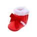 Baby Winter Warm Booties Newborn Boys Girls Soft Fleece Boots Bowknot Non Slip Sole First Walker Shoes Unisex Infant Snow Slipper Socks 0-18 Months