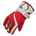 HBFAGFB Winter Gloves Boys Girls Outdoor Color Block Skating Windproof Sports Mittens Red