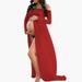 Shldybc Maternity Maxi Pregnancy Dress Solid Color Pregnant Women s Dress Long Sleeve Off Shoulder Long Dress on Clearance