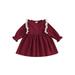 Emmababy Long Sleeve Dress with Ruffled Lace Patchwork Perfect for Girls