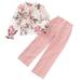 Qiyuancai Outfits for Girls Toddler Set Fall 2 Pcs Long Sleeve Floral Tops And Pants Set Kids Joggers Clothes Sets