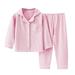 Elainilye Fashion Toddler Baby Kids Pajamas 2 Piece Winter Boys Girls Long Sleeved Button-Down Suit Thin Velvet Homewear Sleepwear Pink