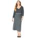 Plus Size Women's Fit N Flare Sweater Dress by Catherines in Gunmetal Stripes (Size 0XWP)