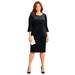 Plus Size Women's AnyWear Velvet Burnout Bell Sleeve Dress by Catherines in Black Geo Burnout (Size 1X)