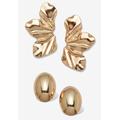 Women's Goldtone Sculptural Floral Drop Earrings And Dome Earrings Set by PalmBeach Jewelry in Gold