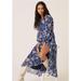 Anthropologie Dresses | New Anthropologie Hutch Geo Blue Floral Wrap Maxi Dress Size Small | Color: Blue | Size: S